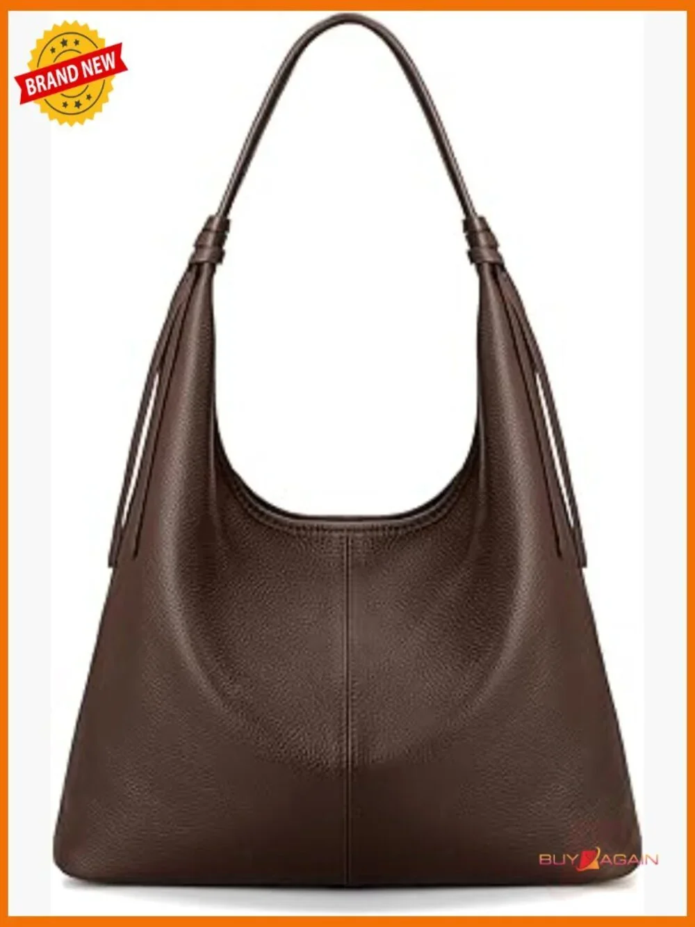 Genuine Leather Slouchy Hobo Tote with Tassel Ribbon